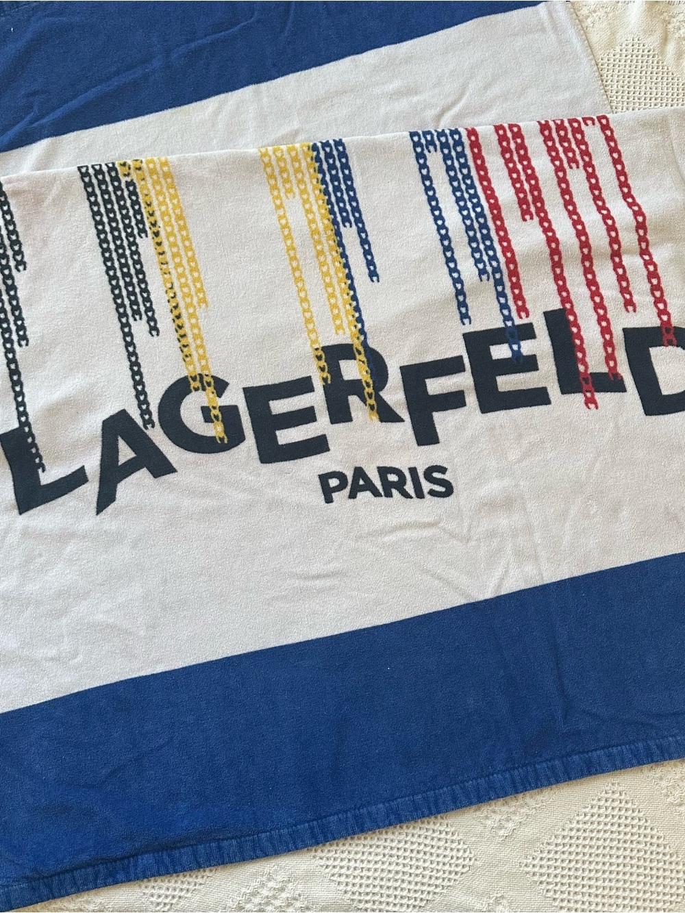 Karl Lagerfeld Paris Beach Towel Luxury 100% Cotton Colorblock Drip Logo 36x64